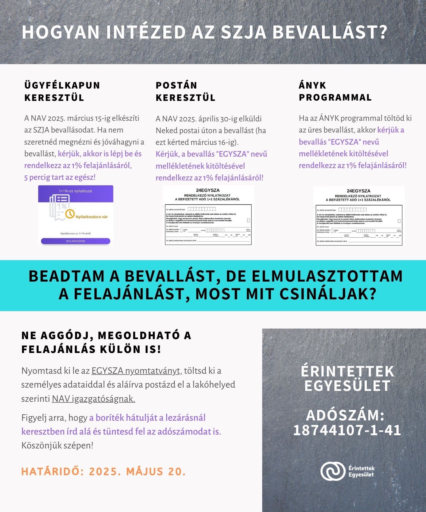 2025 szja bevallas egy szazalek